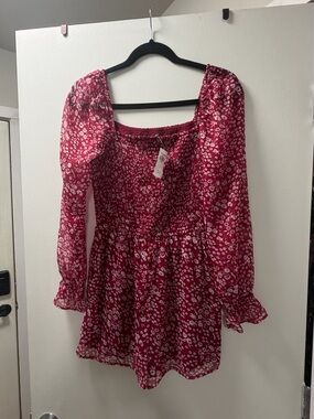 Abercrombie & Fitch Fuchsia Floral Smocked Romper